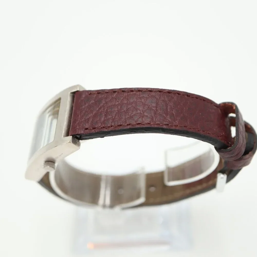 Vestal Electro Women's Tank Watch 24mm Rectangle Black Dial Brown Leather Strap